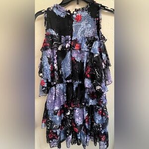 Alice + Olivia Silk  Dress - Black, Purple, Red